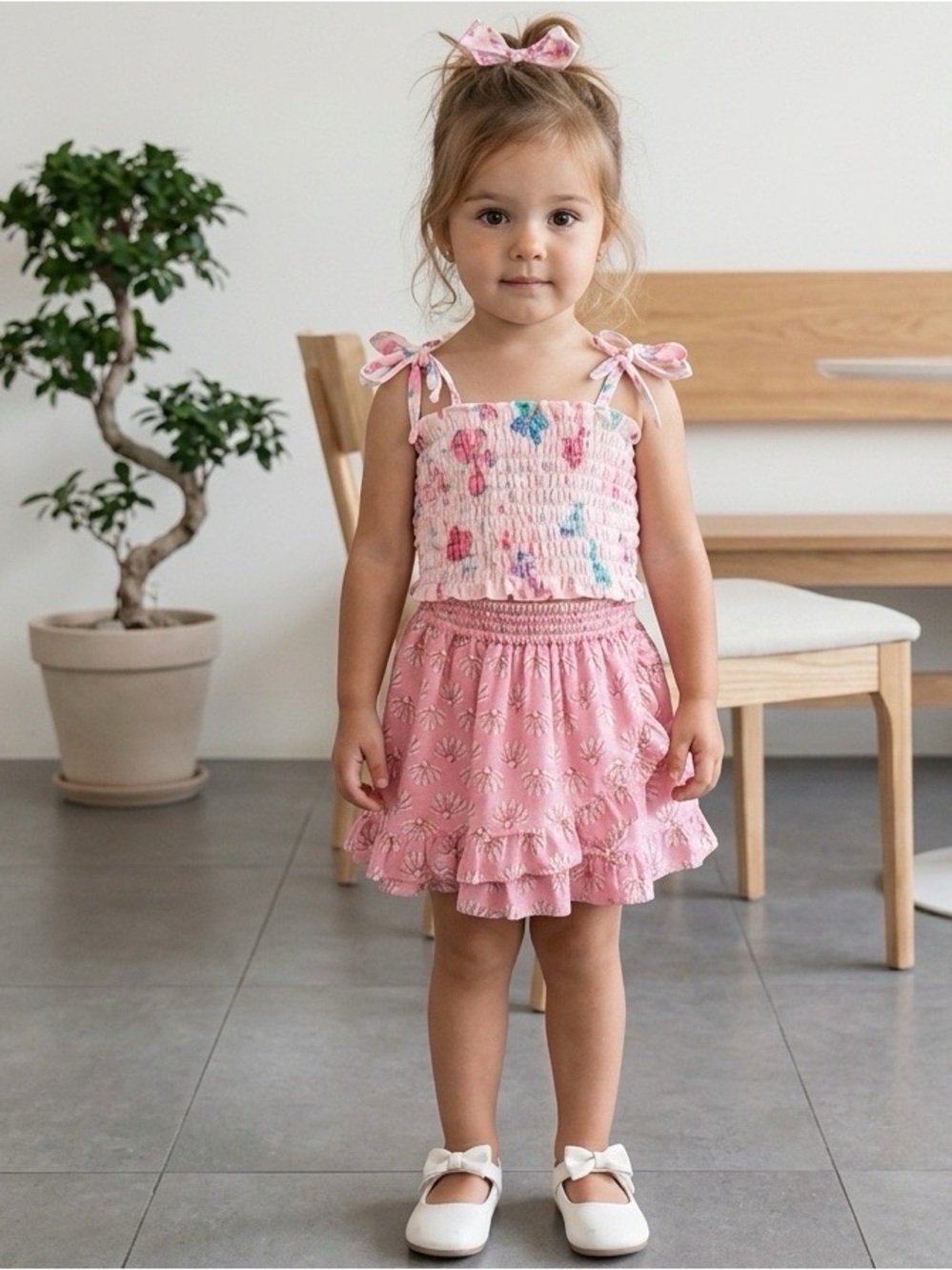 Crew Cuts (J Crew) Pink Floral Shells Ruffle Skirt Girls Size 3T